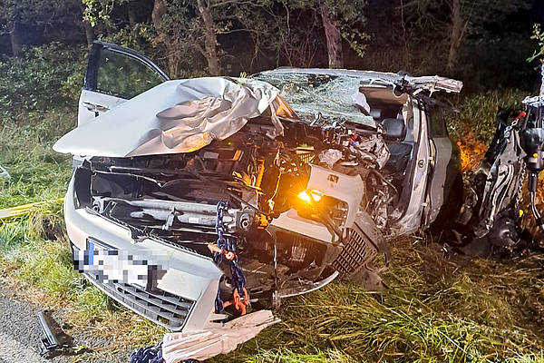 Feuerwehrkräfte retten schwer verletzten Autofahrer nach Baumunfall aus Fahrzeug